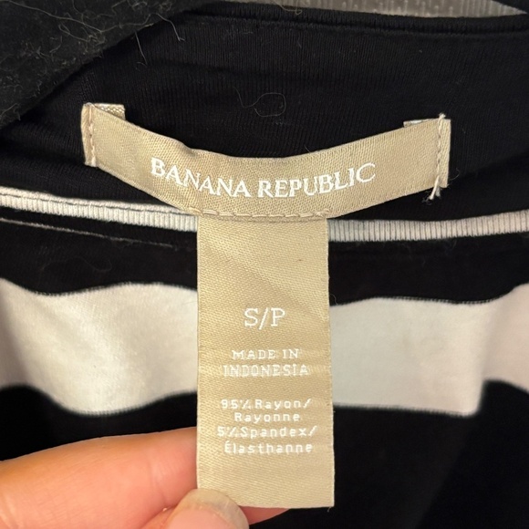 Banana Republic Black and White Stripe Wrap Dress Sz Small - Picture 5 of 7